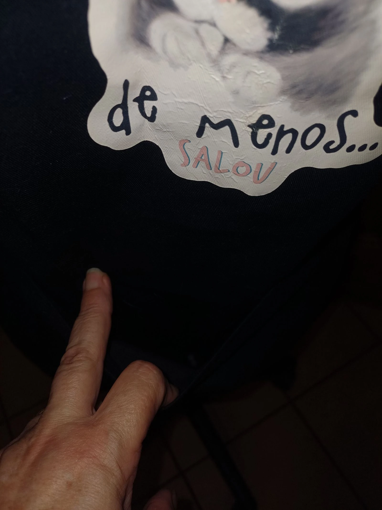 Zwart schortje met één zak met kattenpatroon te he echado de menos salou – photo 3